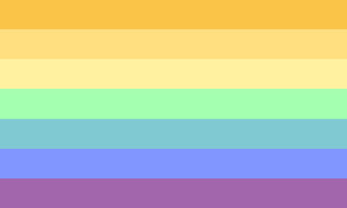 The gai flag. It is seven stripes, gold, yellow, light yellow, mint, aqua, blue, and lavender.