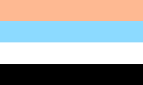 The polar-sensual flag. It is four stripes, light orange, light blue, white, and black.