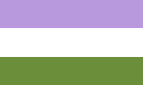 The genderqueer flag. It is three stripes, lavender, white and olive green.