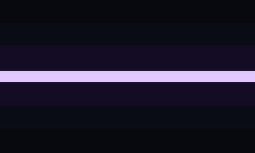 The reprigender flag. It is seven stripes, black, blue-black, navy blue, lilac, navy blue, blue-black, and black. The lilac stripe is very thin.